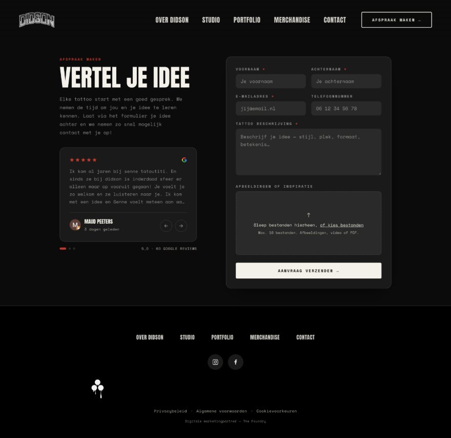 Didson — afspraakformulier met directe upload van inspiratie